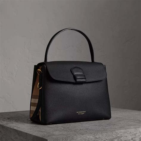 Burberry Medium Grainy Leather And House Check Tote Bag 